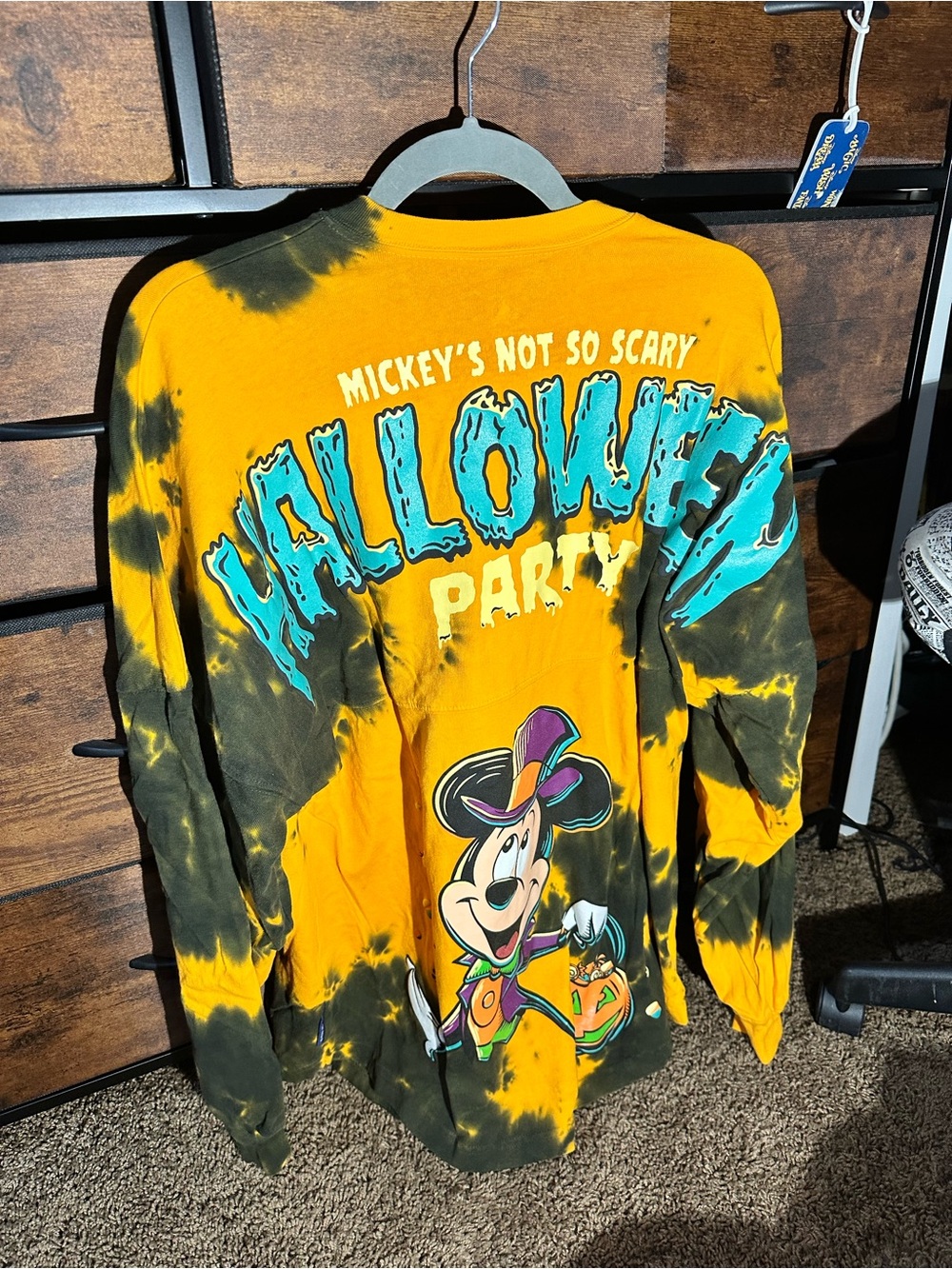 Disney Halloween Tie-Dye Long Sleeve Tee - Yellow, Black & Teal